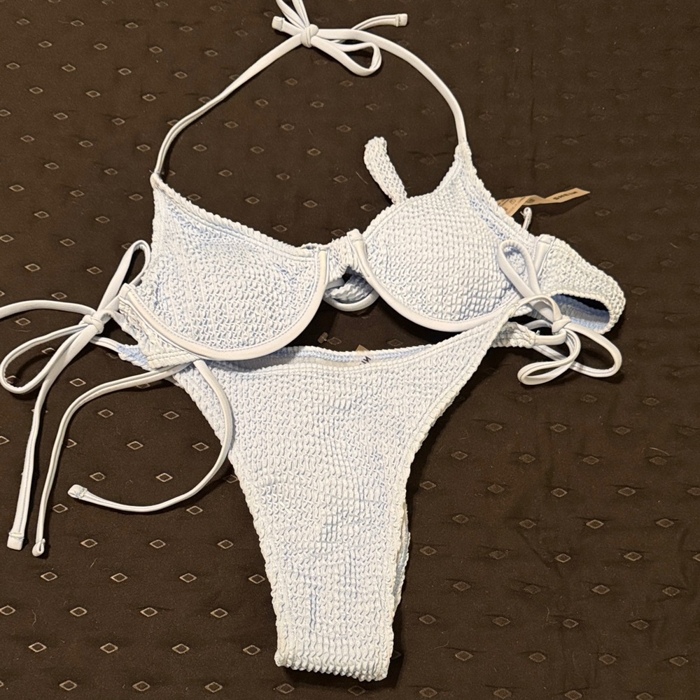 Light Blue Textured Bikini Set